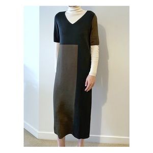 COS knitted V Neck Short Sleeve Pullover dress in Green and Blue